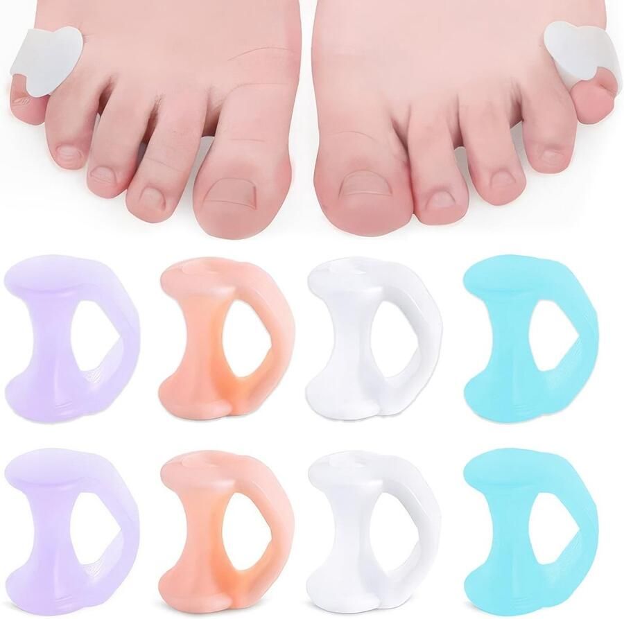Dailygoods- Teenslippers 4 Paar Teenbeschermer Teenspreader Siliconen Pijnverlichting Overlappende Tenen Scheiden Herbruikbaar Teenspreider