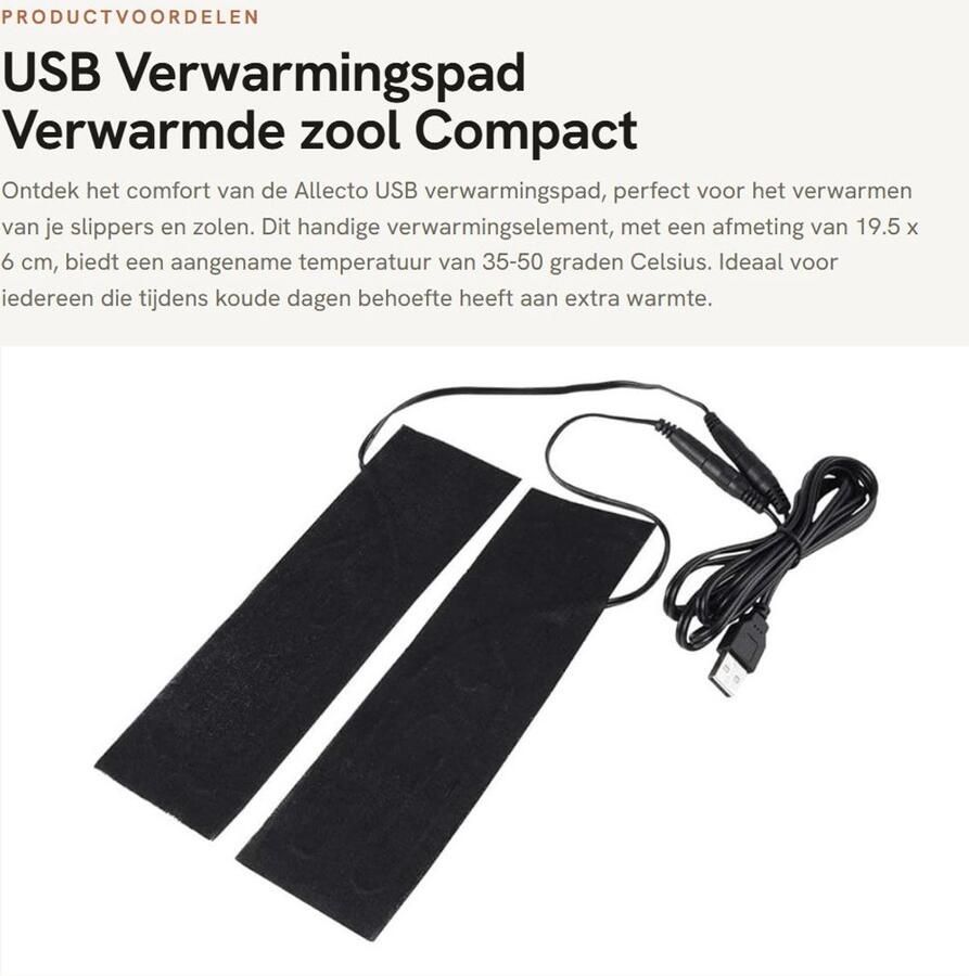 Dailygoods USB Verwarmingspad Verwarmde zool Compact for graden Ideaal voor slippers Voor koude dagen
