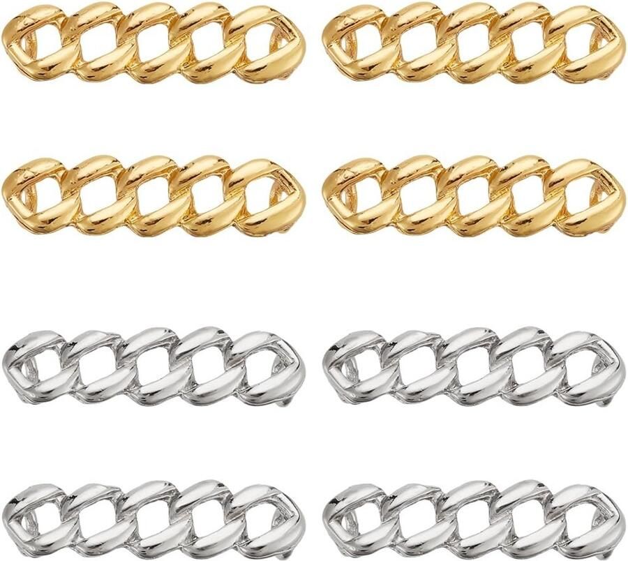 Dailygoods- Vetergesp Afneembaar Metalen Schoenhanger Legering Ketting Platina Goud 8 Stuks Afmetingen 4 25 x 1 15 x Schoendecoratie