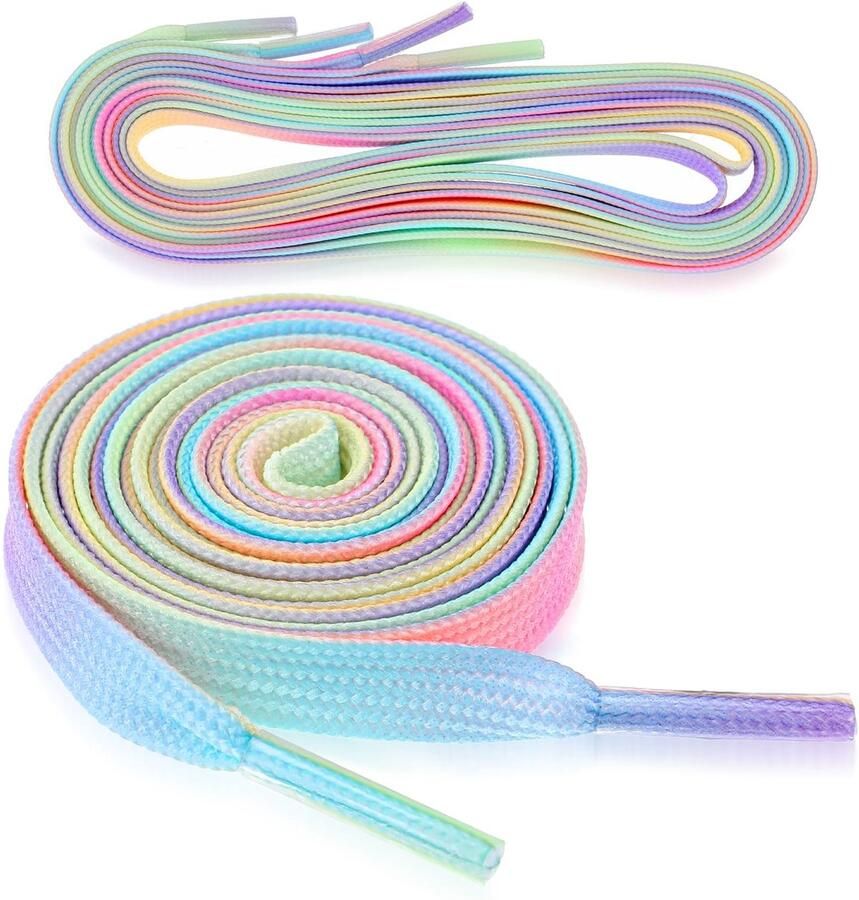 Dailygoods- Veters Elastische Veters Kleurrijke Veters Platte Veters Regenboogveters Polyester Materiaal Schoenveters