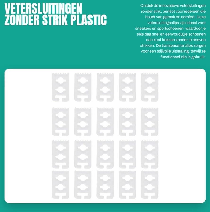 Dailygoods vetersluitingen zonder strik plastic vetersluitingsclip transparant voor sneakers en sportschoenen stressvrij comfortabel