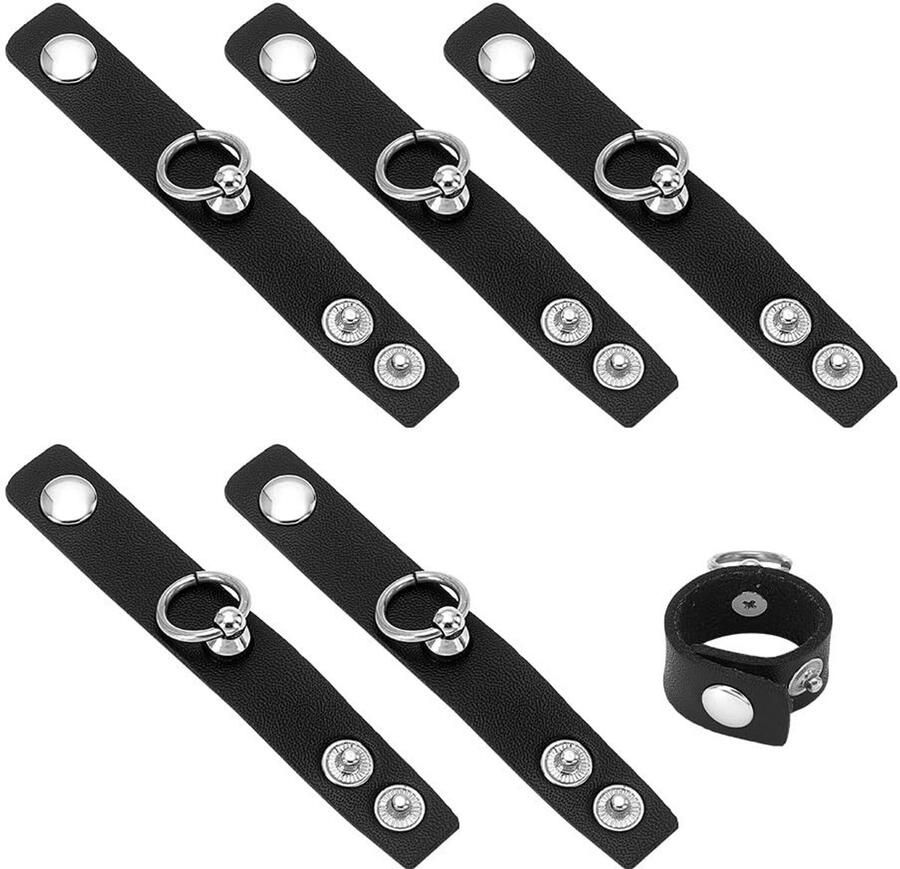 Dailygoods- Vingerringen 6 Stuks Lederen Ringen Punk Ringen Metalen Ringen Sieraden Geschenken Voor