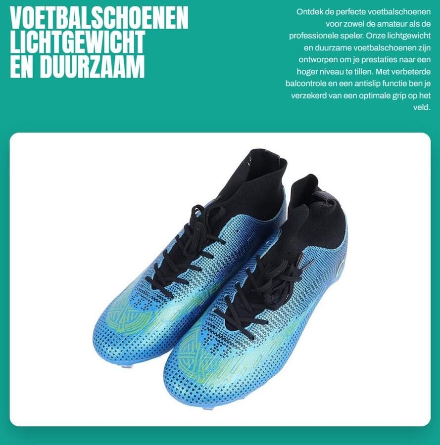 Dailygoods- Voetbalschoenen Lichtgewicht Duurzaam Antislip Hoge Ondersteuning Verbeterde Balcontrole Rubber Bovenwerk