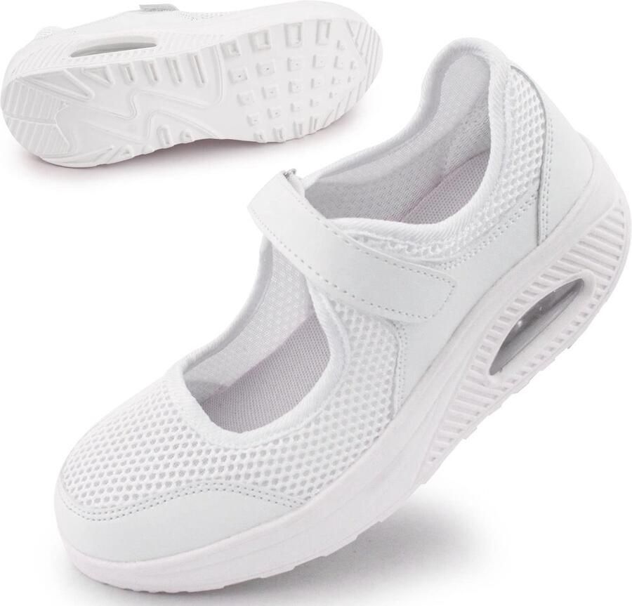 Dailygoods- Wandelschoenen Dames Ademend Klittenbandsluiting Licht Traagschuim Luchtkussen Geschikt voor Platvoeten Artritis Sneakers