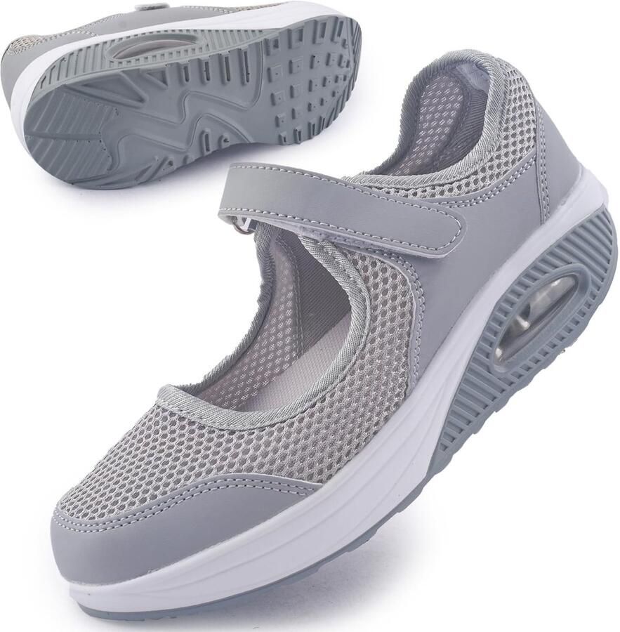 Dailygoods- Wandelschoenen Dames Ademend Klittenbandsluiting Licht Traagschuim Luchtkussen Verbetering Voetproblemen Sneakers