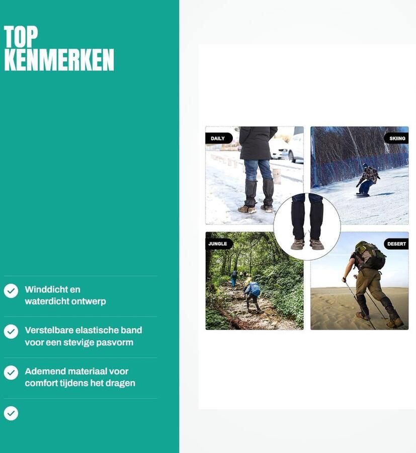 Dailygoods- Wandelschoenen Waterdicht Outdoor Schoenhoes Verstelbare Gesp Ademend Scheurbestendig Zand- en Vuilafstotend Schoenbeschermers