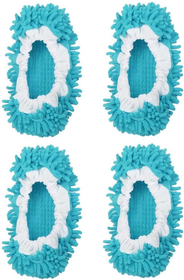 Dailygoods Wasbare Mop Slippers van Microvezel Schoenbedekking voor Vloerreiniging Blauw Set van