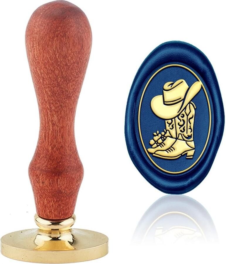 Dailygoods- Waszegelstempel Vintage Western Cowboylaarzen Hoes Design Afneembare Messing Stempelkop Houten Handvat 30 x 20 mm Voor Decoratie en Afdichting Afdrukstempel