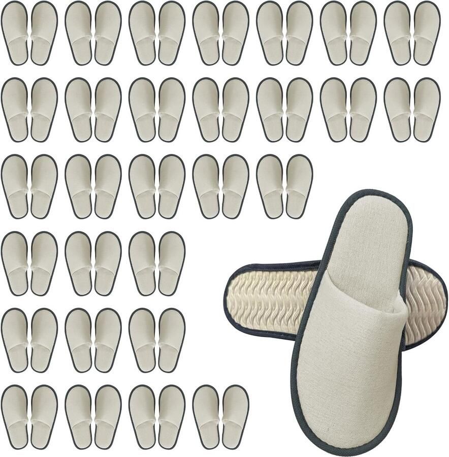 Dailygoods- Wegwerppantoffels 30 Paar Antislip Hotelpantoffels Katoenen Linnen Zachte Pantoffels Lichtgewicht Zooldikte 5 mm