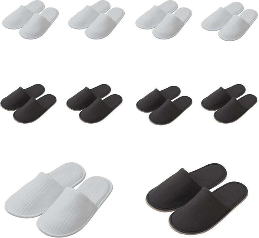 Dailygoods- Wegwerppantoffels Antislip Witte Hotelschoenen Spa Pantoffels Badkamer Pantoffels 10 Paar Biologisch Afbreekbaar