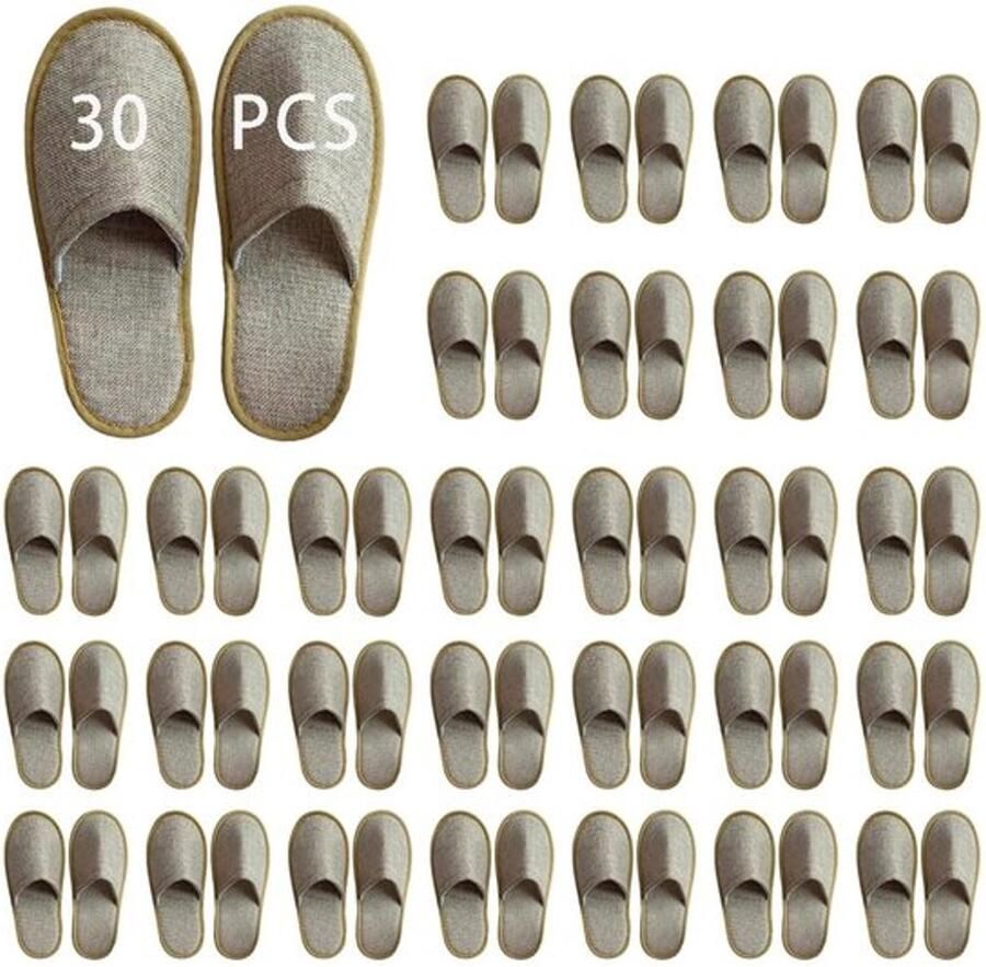 Wegwerpslippers 30 Stuks Badstof Slippers Hotel Slippers Spa Slippers Dichte Neus Slippers 28x Linnen