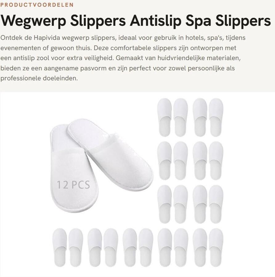Dailygoods- Wegwerpslippers 50 Paar Antislip Unisex Geschikt voor Badkamer Hotel Afmetingen 27x Dikte 3 mm Hotel Slippers