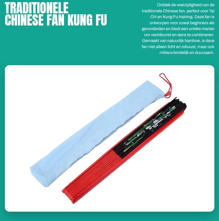 Dailygoods- Zijdewaaier Bamboe Traditionele Chinese Fan Tai Chi Training Dans Wushu Duurzaam en Lichtgewicht Martial Arts Fan