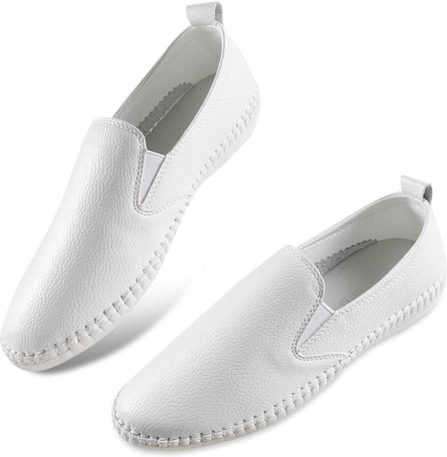 Dailygoody Dames Dressy Flats Comfortabele Pumps Wit Lederen