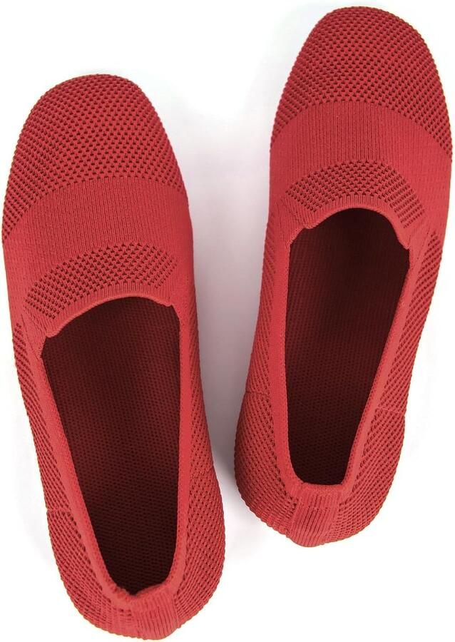 Dames Ballerina Flats Stijlvolle Slip-On Met Spitse Neus Zacht Tricot Materiaal