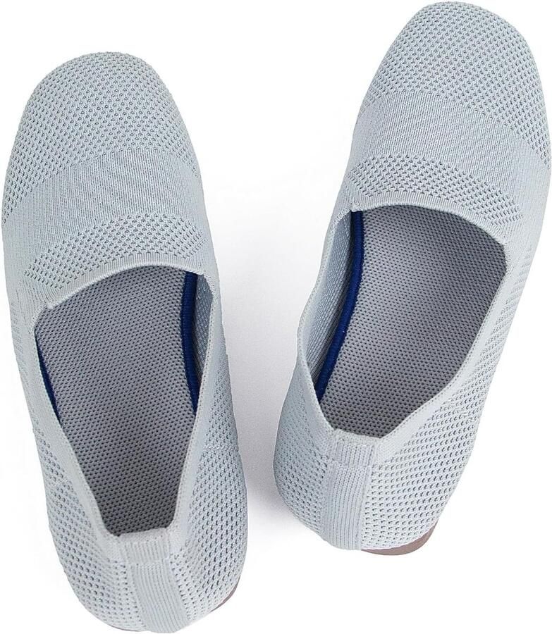 Dames Ballerina Flats Stijlvolle Slip-On Met Spitse Neus Zacht Tricot Materiaal