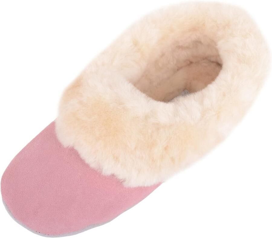 Dames Ballerina Pantoffels met Echte Schapenvacht en Suède Zool
