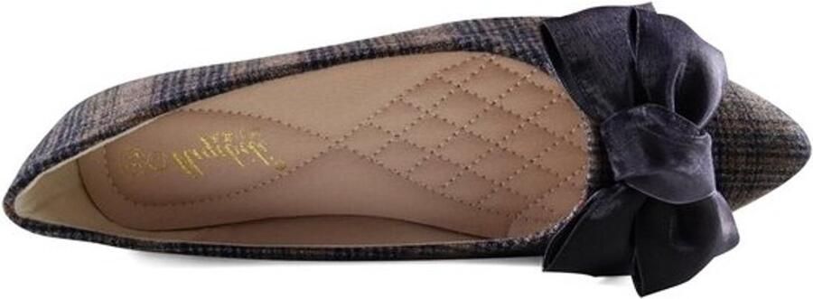Dames Ballerina Pumps met Geheugenfoam Comfortabele Slippers met Puntige Neus en Strik Zwart