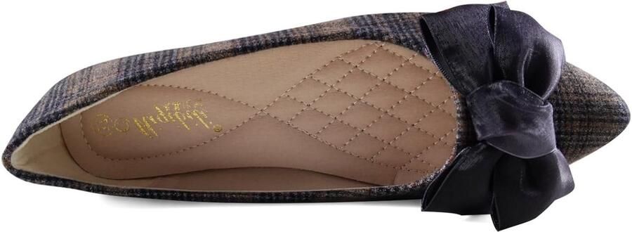 Dames Ballerina Pumps met Geheugenfoam Comfortabele Ballet Flats met Puntige Neus en Zwart Strik voor Casual Draagcomfort