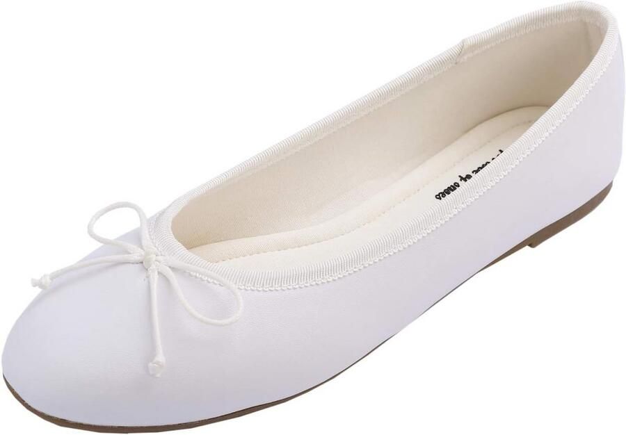 Dames Ballerina Slip-on Platte Zool Zacht Leer Ronde Neus Tijdloos Model Gemakkelijk Combineren