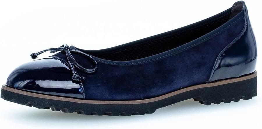 Dames Ballerina's Blauw Leer Comfortabele Platte Schoenen