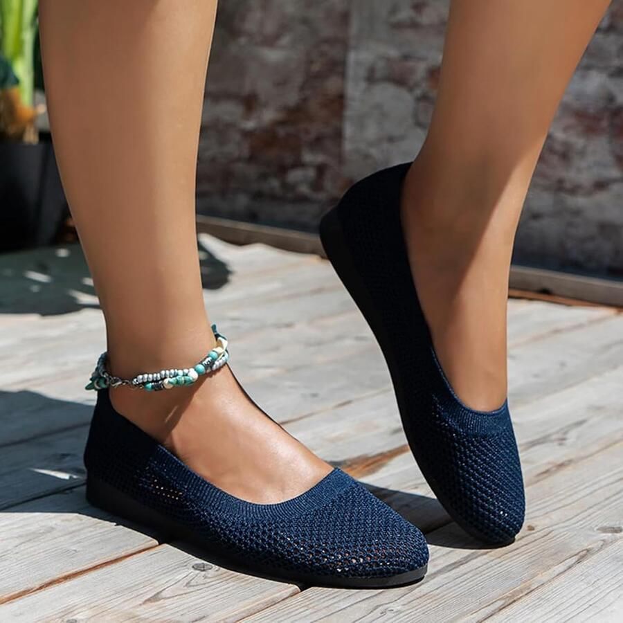 Dames Ballerina's Loafers en Gebreide Sneakers voor de Zomer Ademend en Comfortabel voor Sportieve Vrijetijdsmode - Foto 1