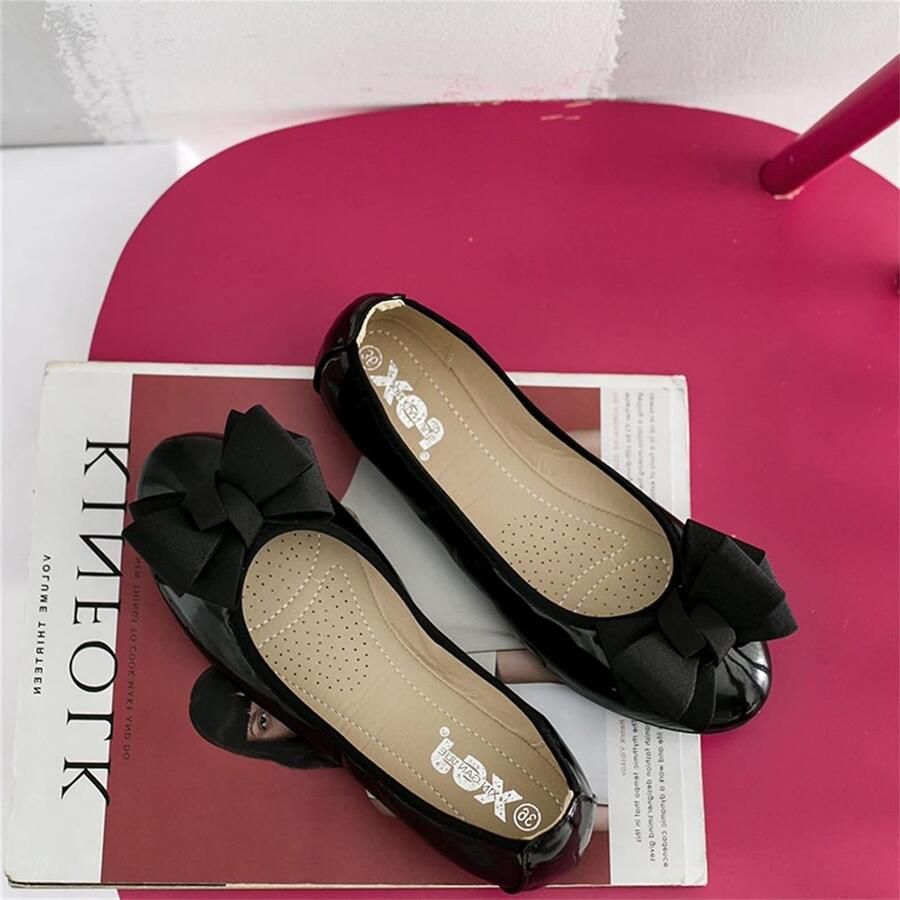 Dames Ballerina's met Strik en Punttip Comfortabele Zwarte Flats voor Elke Gelegenheid
