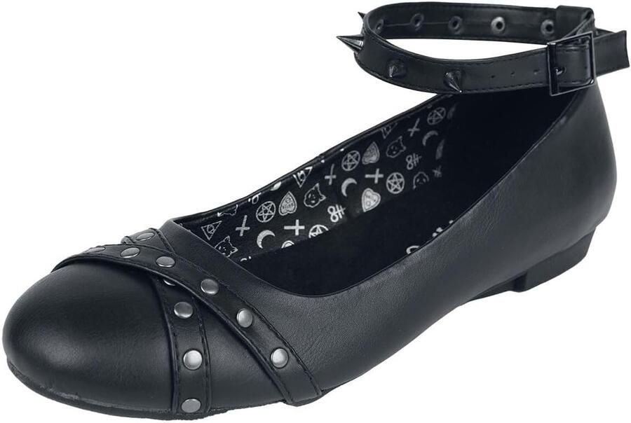 Dames Ballerina's Platte Schoenen Dagelijks Gebruik Verstelbare Bandjes Zwart