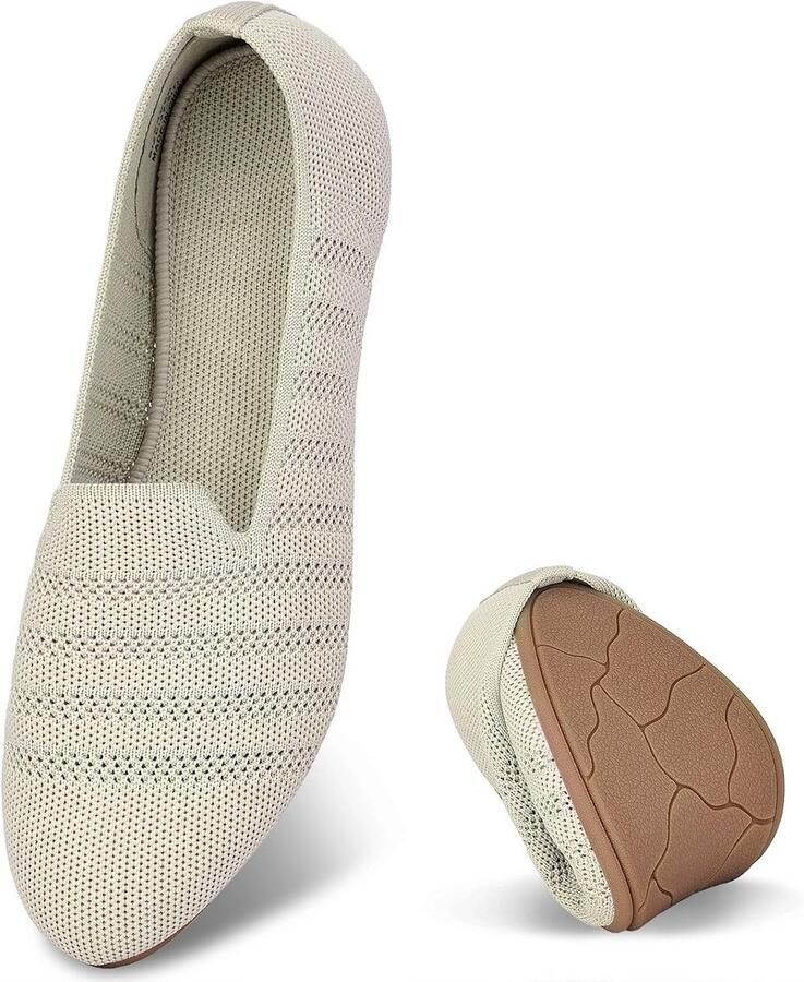 Dames ballerina's platte slippers ronde neus zacht tricot comfortabel lichtgewicht