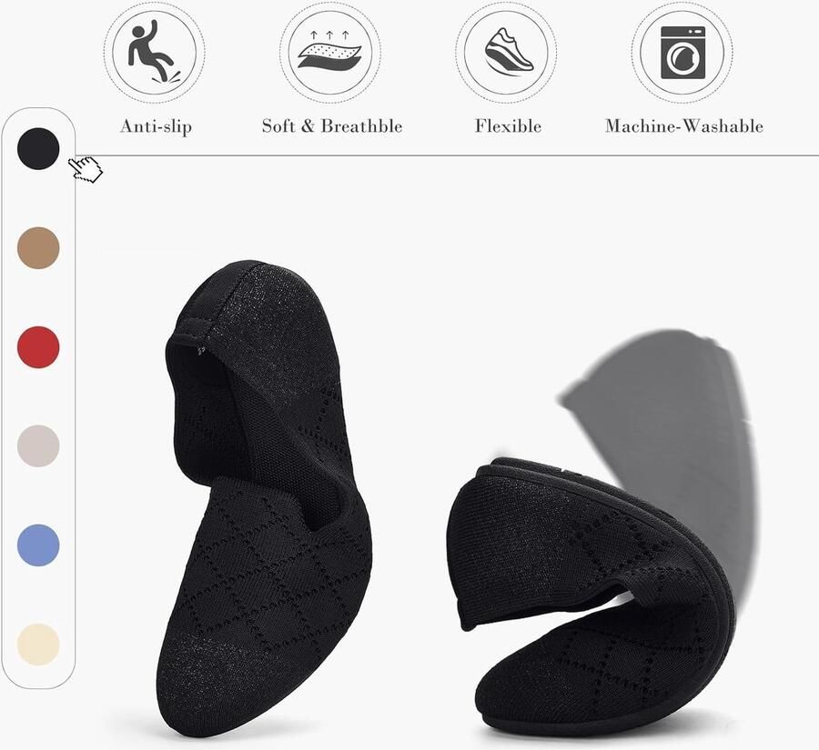 Dames Ballerina's Ronde Neus Slip-On Flats Comfortabele Tricot Pantoffels voor Vrouwen Lage Hak