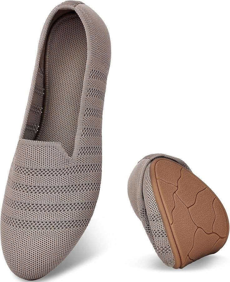 Dames Ballerina's Slip-On Flats met Ronde Neus Comfortabele Tricot Pantoffels voor Vrouwen Elegant Zacht