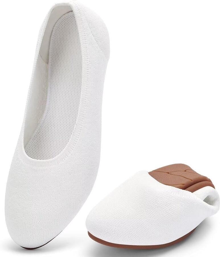Dames Ballerina's Slip-On Flats met Ronde Neus Comfortabele Tricot Pantoffels voor Vrouwen Elegant Zacht