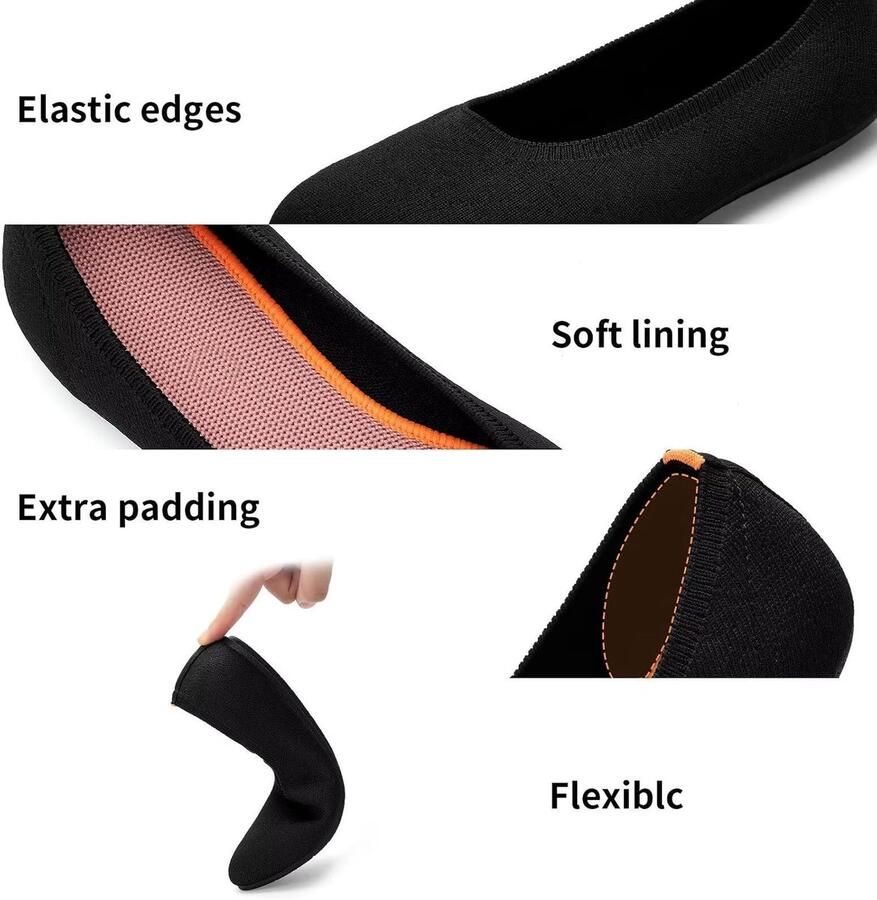 Dames Ballerina's Slip-On Flats met Ronde Neus Comfortabele Tricot Pantoffels voor Vrouwen Elegant Zacht