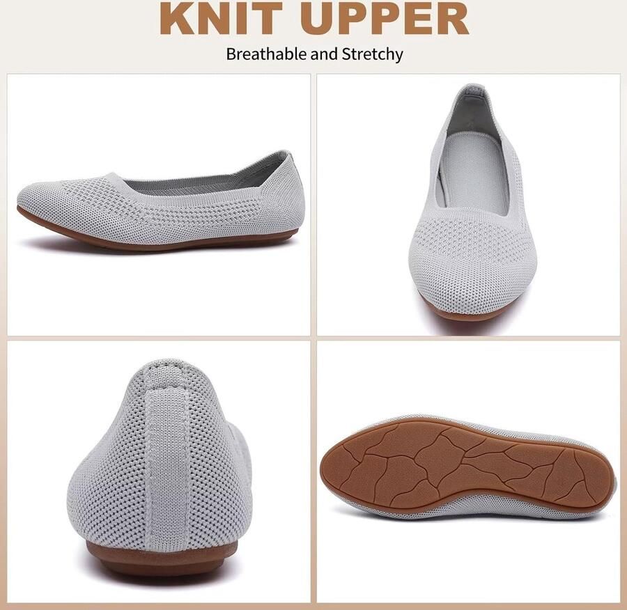 Dames Ballerina's Slip-On Flats met Ronde Neus Comfortabele Tricot Pantoffels voor Vrouwen Elegant Zacht