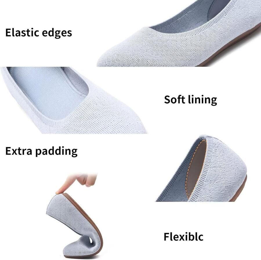 Dames Ballerina's Slip-On Flats met Ronde Neus Comfortabele Tricot Pantoffels voor Vrouwen Elegant Zacht