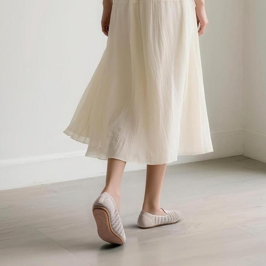 Dames Ballerina's Slip-On Flats met Ronde Neus Comfortabele Tricot Pantoffels voor Vrouwen Elegant Zacht