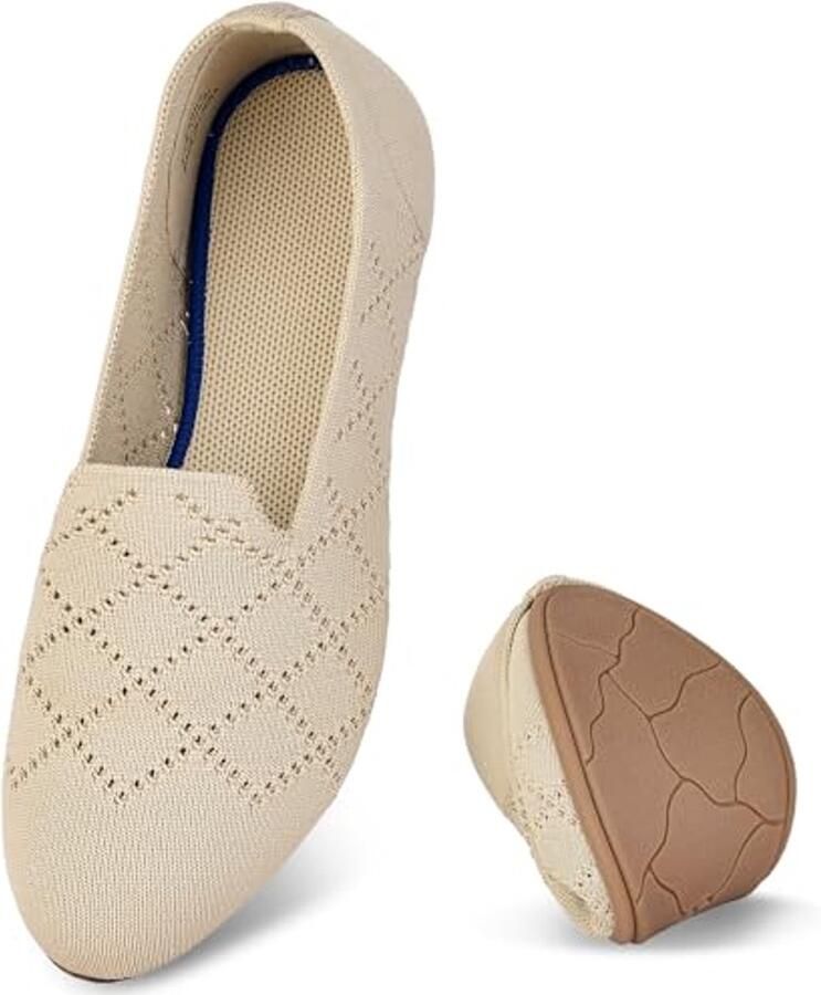 Dames Ballerina's Slip-On Flats met Ronde Neus Comfortabele Tricot Pantoffels voor Vrouwen