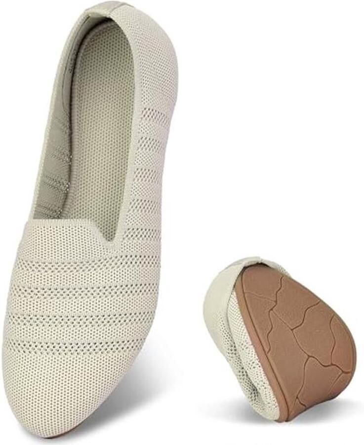 Dames Ballerina's Slip-On Flats Ronde Neus Comfortabele Tricot Pantoffels