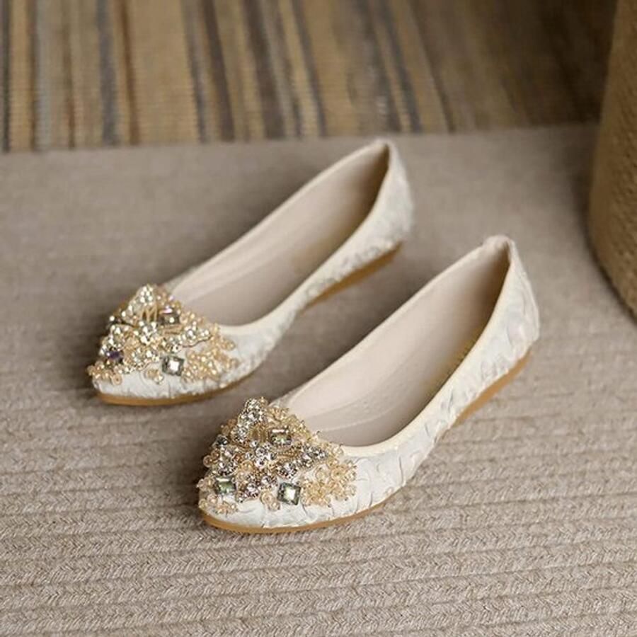 Dames Ballerina's Strass Buiten Bruiloft Ballerina Schoenen Opvouwbare Glinsterend Comfort Slip-On Platte Wandelschoenen Dames Geschikt voor Kleurrijk model