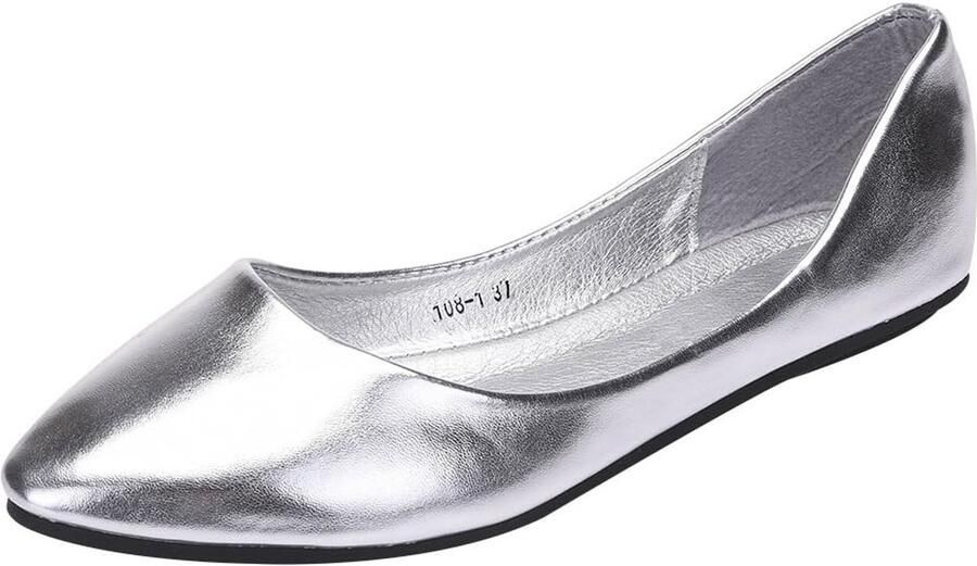 Dames Ballet Flats Puntige Teen Microvezel Leer Aantrekken Jurk Pumps Schoenen