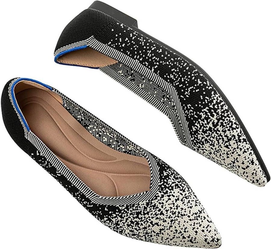 Dames Ballet Flats Puntneus Gebreide Jurk Schoenen Casual Opvouwbare Ballerina Wandelschoenen Sneeuwwitje EU Comfortabel en Stijlvol