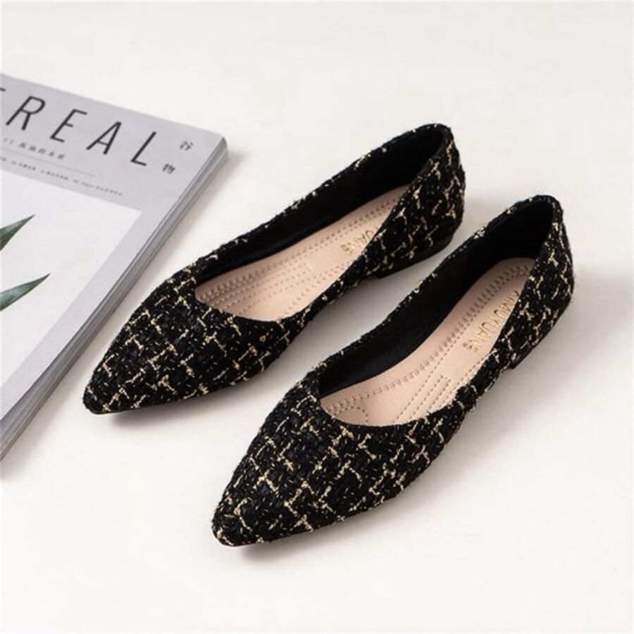 Dames Balletschoenen Ballerina's Platte Slip-On Zwart Elegante Bruidschoenen Comfortabel en Stijlvol