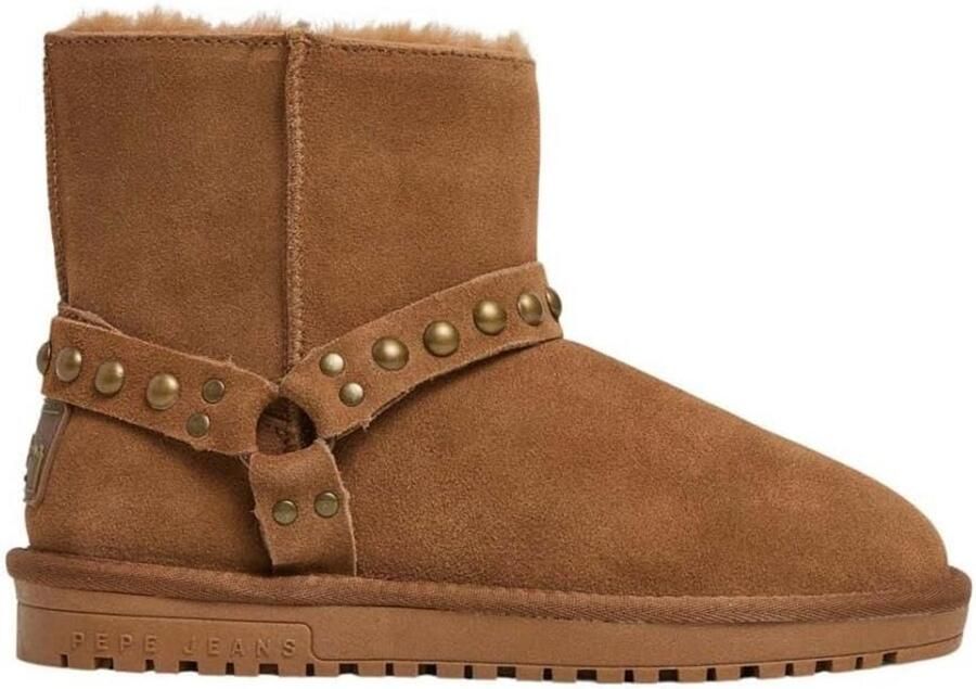 Dames Biker Enkellaarzen Suède met Warme Voering en Studs