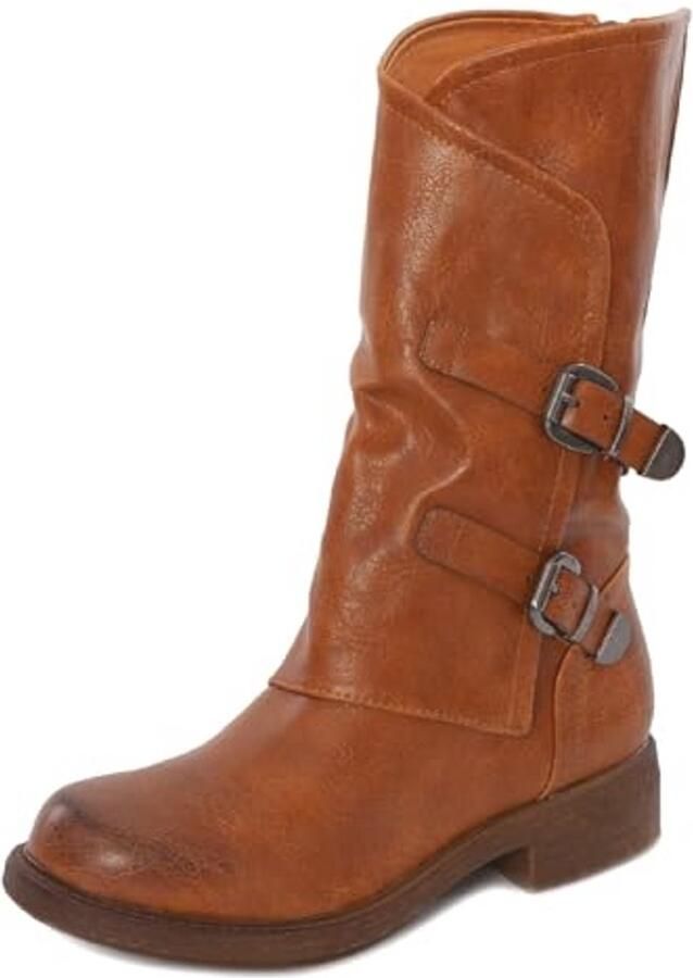 Dames Biker Laarzen met Gespen Casual Rijdersboots