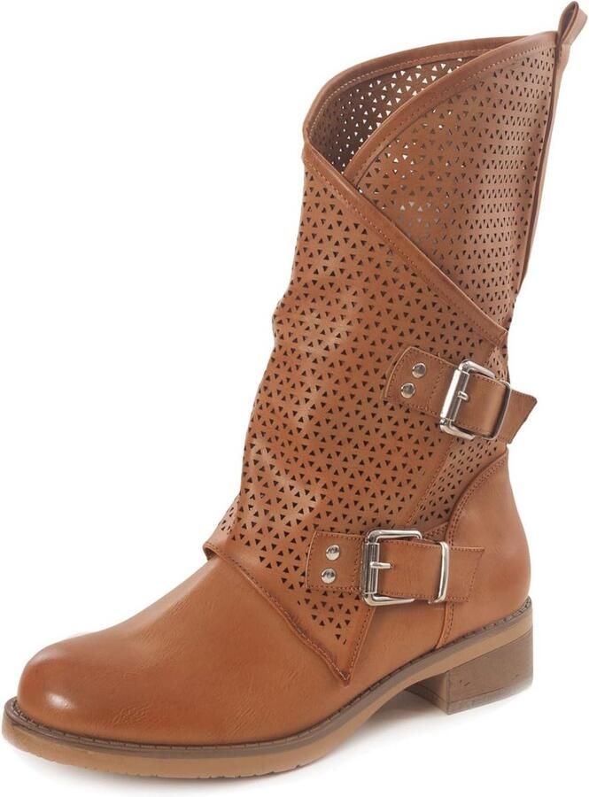 Dames Biker Laarzen met Gespen Enkellaars Motorstijl