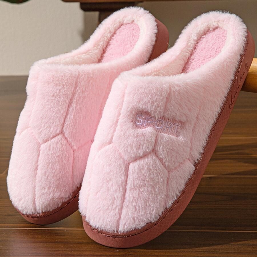 Dames binnenhuis pantoffels van pluche Winter dikke zool warme schoenen voor thuis Antislip rubberen zool pantoffels Warme katoenen platte schoenen voor thuis Pantoffels van traagschuim