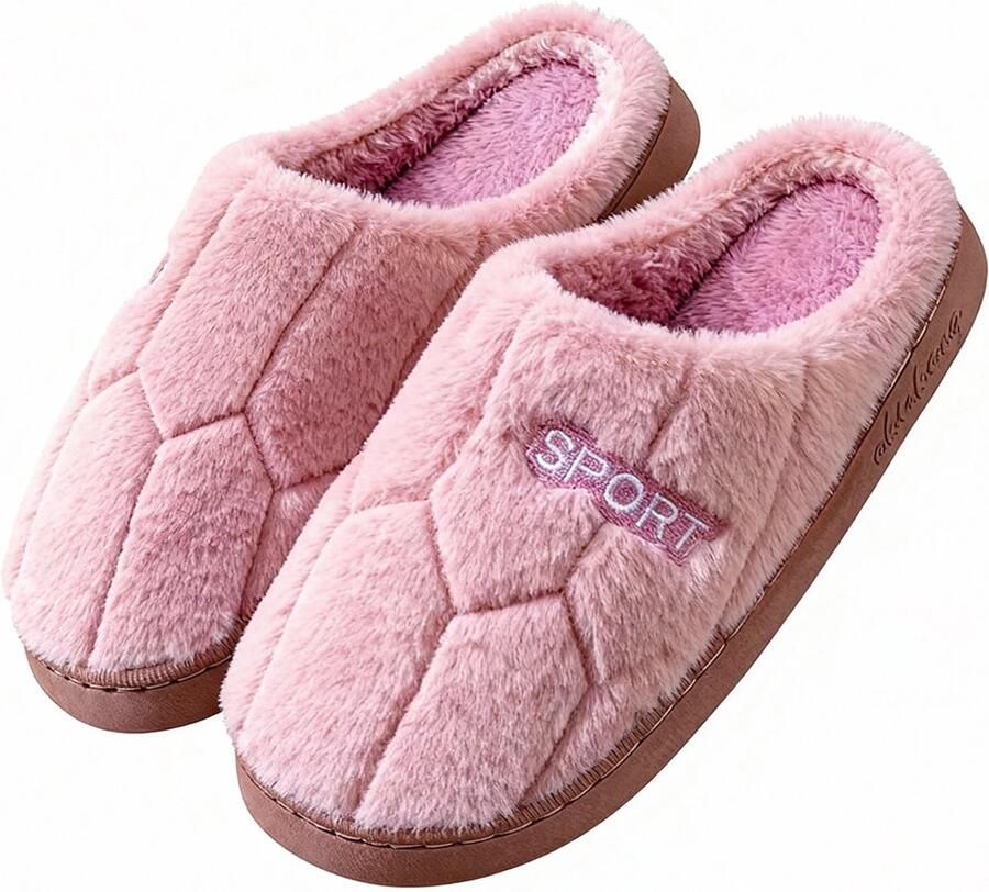 Dames binnenhuis pantoffels van pluche Winter dikke zool warme schoenen voor thuis Antislip rubberen zool pantoffels Warme katoenen platte schoenen voor thuis Pantoffels van traagschuim