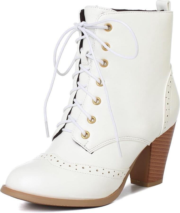 Dames Blokhak Laarzen met Vetersluiting en Warme Voering