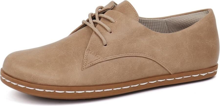 Dames Blotevoetenschoenen Leer Oxford Stijl Comfortabele Loafers Brede Neus