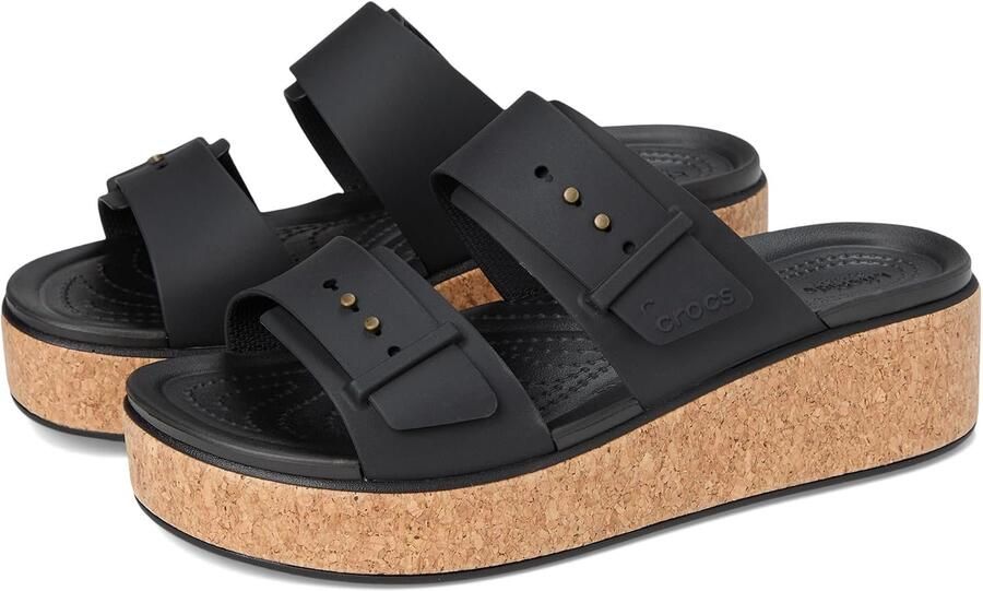 Crocs Sleehakmuiltjes Brooklyn Cork Buckle sleehak sandaal plateausandaal met literide™ schuimvoetbed
